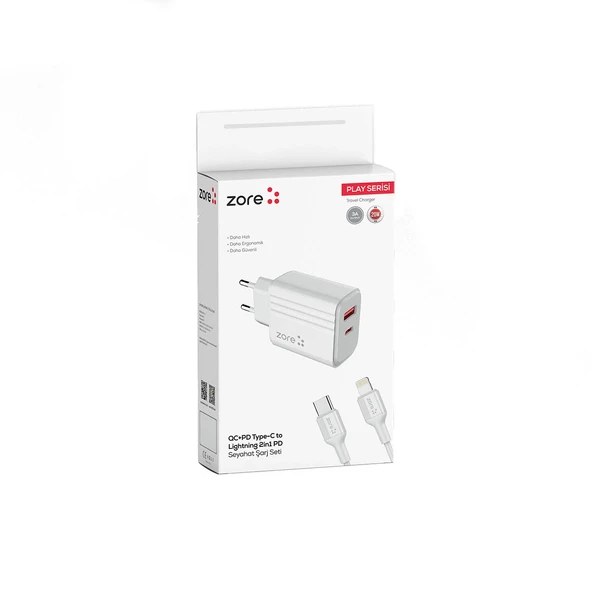 Play Serisi PL08 Type-C to Lightning 2in1 PD Seyahat Şarj Aleti 20W - Resim 6