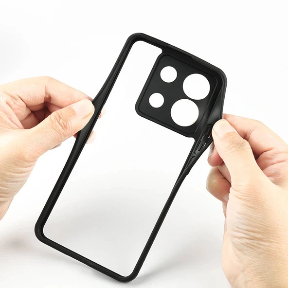 Xiaomi Redmi Note 13 Pro 5G Kılıf Kamera Korumalı Şeffaf Arka Yüzey New Roll Kapak - Resim 6