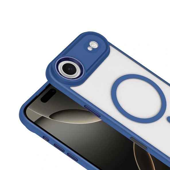 iPhone 17 Air Kılıf Wireless Şarj Özellikli Krom M-safe Silikon Kapak - Resim 8