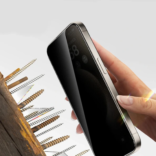 iPhone 13 2.5D Oliv Privacy Temperli Cam Ekran Koruyucu + Kolay Uygulama Aparatı - Resim 6