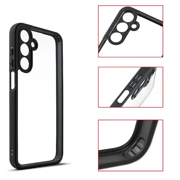 Samsung A15 Kılıf Kamera Korumalı Şeffaf Arka Yüzey New Roll Kapak - Resim 10