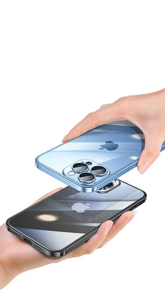 iPhone 13 Pro Kılıf Sert PC Renkli Çerçeveli Riksos Kapak - Resim 7