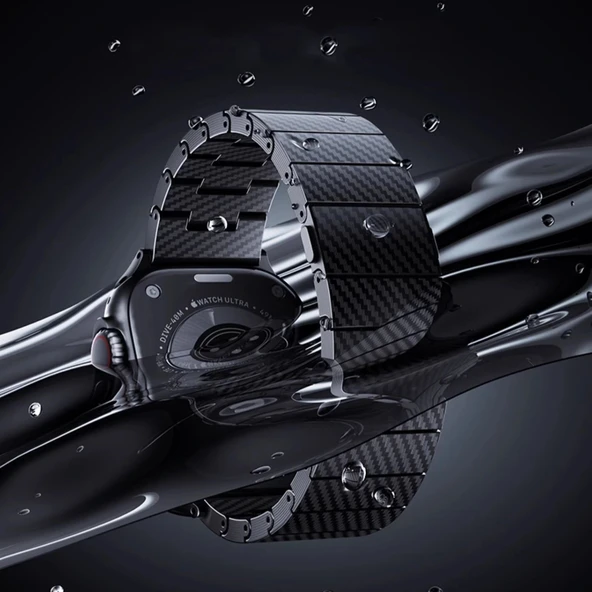 Watch 7 45mm Uyumlu-90 600D Karbon Fiber Kordon - Resim 2