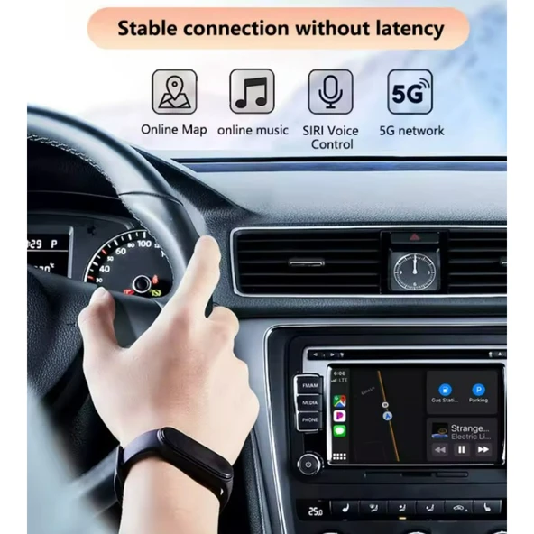 Ozmik  CarPlay Type-C/USB Kablosuz Android Otomatik Akıllı Dongle 2'si 1 Arada Adaptör 5.8Ghz WiFi - Resim 7
