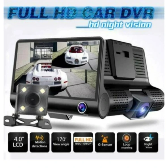 Ozmik 1080p Araç Içi 3 Kameralı Gece Görüşlü, G-sensör, Geri Görüş Kameralı Araç Kamerası - Resim 8