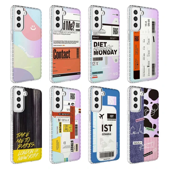 Samsung S21 FE Kılıf Airbag Kenarlı Renkli Desenli Silikon Elegans Kapak - Resim 2