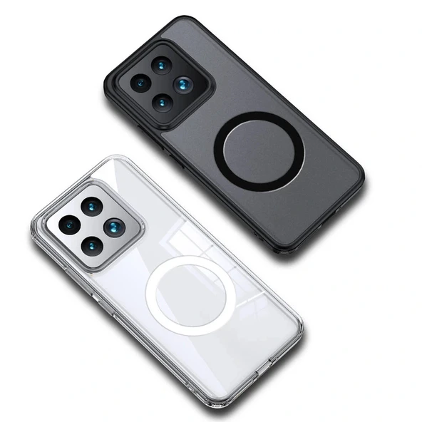 Xiaomi Mi 14 Kılıf Sert PC Arka Yüzey Wireless Şarj Özellikli Flet M-safe Kapak - Resim 3