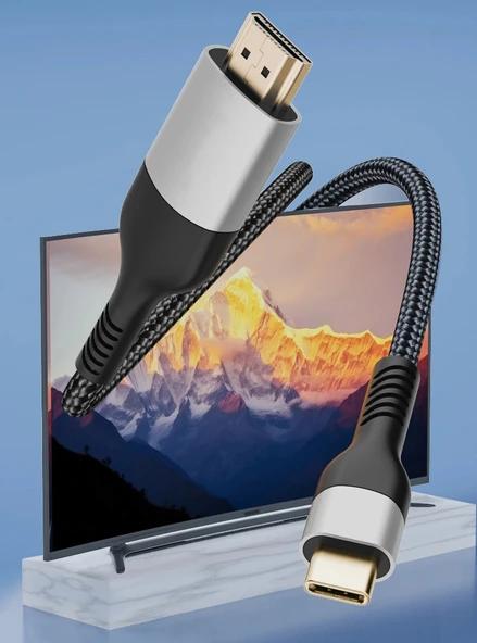 QG06 8K 60 Hz Görüntü Kalitesi Type-C to HDMI Kablo 1.8M - Resim 4