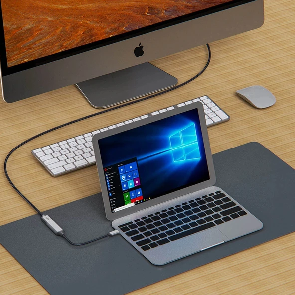 QG05 8K 60 Hz Görüntü Kalitesi Type-C to HDMI Dönüştürücü 15cm - Resim 5