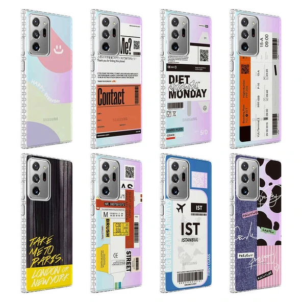 Samsung Note 20 Ultra Kılıf Airbag Kenarlı Renkli Desenli Silikon Elegans Kapak - Resim 2