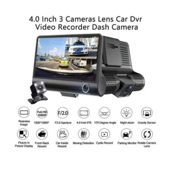 Ozmik 1080p Araç Içi 3 Kameralı Gece Görüşlü, G-sensör, Geri Görüş Kameralı Araç Kamerası - Resim 5