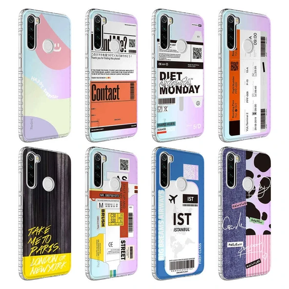 Xiaomi Redmi Note 8 Kılıf Airbag Kenarlı Renkli Desenli Silikon Elegans Kapak - Resim 2