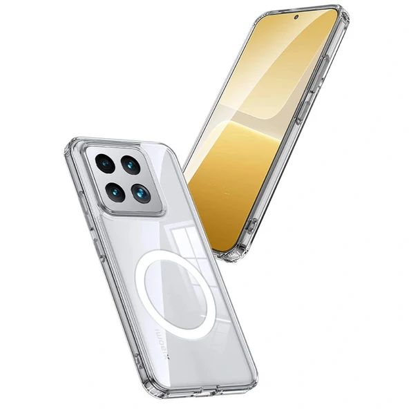 Xiaomi Mi 14 Kılıf Sert PC Arka Yüzey Wireless Şarj Özellikli Flet M-safe Kapak - Resim 7