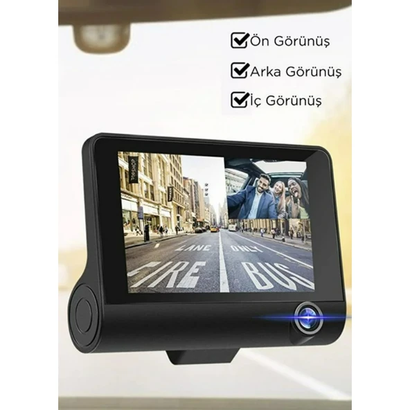 Ozmik 1080p Araç Içi 3 Kameralı Gece Görüşlü, G-sensör, Geri Görüş Kameralı Araç Kamerası - Resim 2