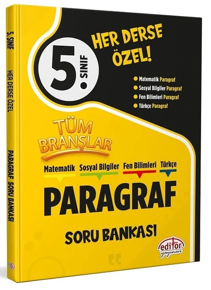 Editör 5. Sınıf Tüm Branşlar Paragraf Soru Bankası Editör Yayınları ürün görseli 1
