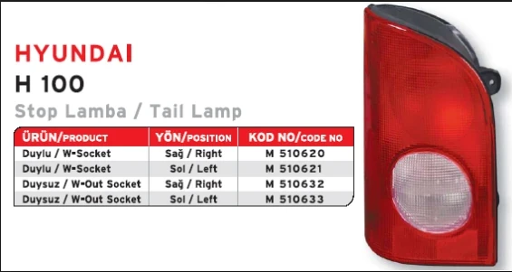 STOP LAMBASI DUYSUZ SAĞ H100 9240243800 ürün görseli