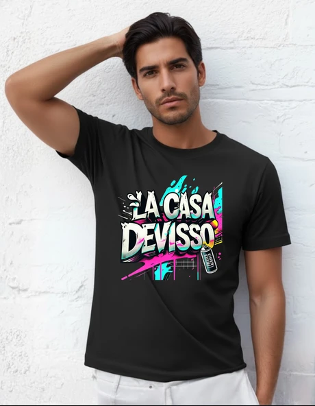 DEVISSO TRADERS La Casa DEVISSO - Traders, Borsaci Erkek Siyah T-Shirt