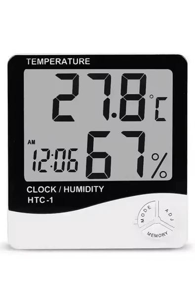 NACTUMU Bebek Odası İçin Dijital Masaüstü Termometre ve Nem Ölçer, Higrometre ve Saat Fonksiyonlu - Resim 3