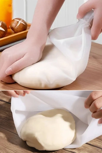 NACTUMU Çok Fonksiyonlu Yıkanabilir Şeffaf Silikon Hamur Un Karıştırma Yoğurma Torbası, Saklama Torbası