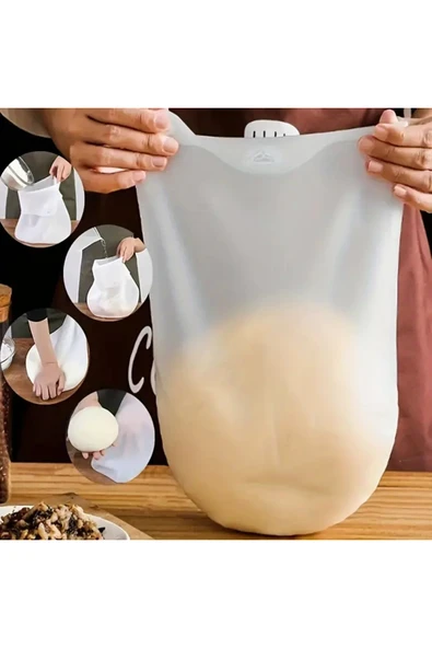 NACTUMU Çok Fonksiyonlu Yıkanabilir Şeffaf Silikon Hamur Un Karıştırma Yoğurma Torbası, Saklama Torbası - 3