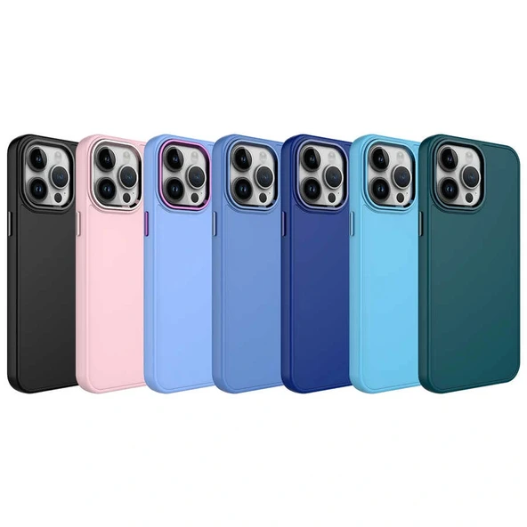 iPhone 14 Pro Max Kılıf Metal Çerçeve ve Buton Tasarımlı Silikon Luna Kapak - Resim 2