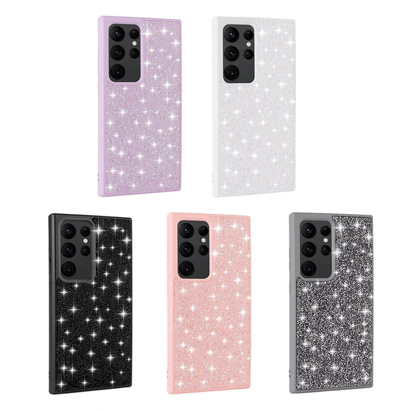 Samsung S24 Ultra Kılıf Parlak Taşlı Tasarım Pırlanta Kapak - Resim 4