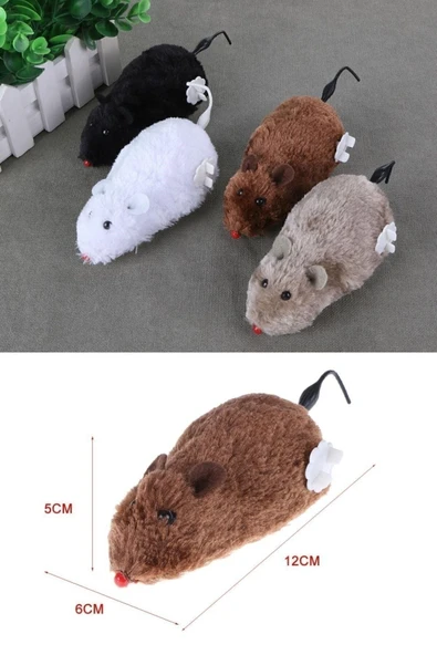 NACTUMU Kurmalı Kedi Eğitim Oyuncağı Tüylü Peluş Fare Yakalama Interaktif Sevimli Eğlenceli Oyuncak - 4