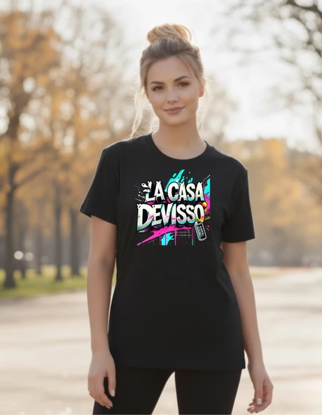 DEVISSO TRADERS La Casa DEVISSO - Traders, Borsaci Kadın Siyah T-Shirt - 2