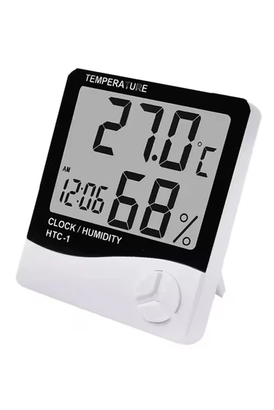 NACTUMU Bebek Odası İçin Dijital Masaüstü Termometre ve Nem Ölçer, Higrometre ve Saat Fonksiyonlu - Resim 2
