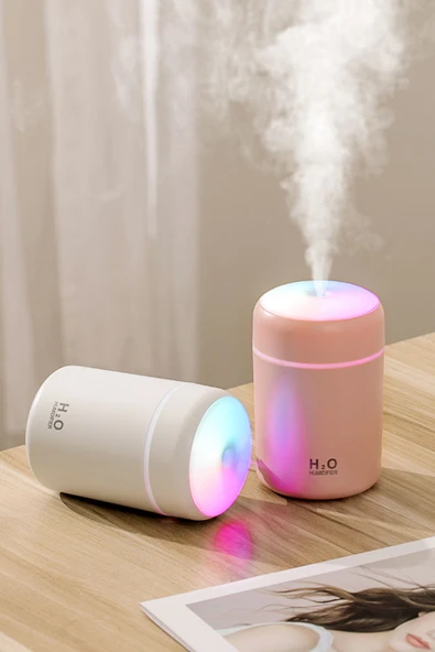 NACTUMU 300 ml Ultrasonik USB Rengarenk LED Işıklı Hava Nemlendirici Buhar Makinesi ve Aroma Difüzörü - 2