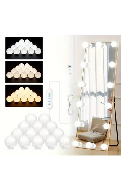 NACTUMU 10 LED Ampüllü Çok Fonksiyonlu Hollywood Tarzı Makyaj Aynası Işığı USB ile Güçlü, Renk ve Parlaklık Ayarlanabilir, Makyaj Odası, Kuaförlük ve Parti Kullanımı İçin - 3