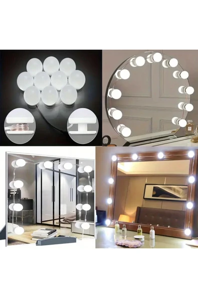 NACTUMU 10 LED Ampüllü Çok Fonksiyonlu Hollywood Tarzı Makyaj Aynası Işığı USB ile Güçlü, Renk ve Parlaklık Ayarlanabilir, Makyaj Odası, Kuaförlük ve Parti Kullanımı İçin - 7