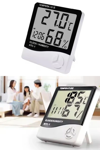 NACTUMU Bebek Odası İçin Dijital Masaüstü Termometre ve Nem Ölçer, Higrometre ve Saat Fonksiyonlu ürün görseli
