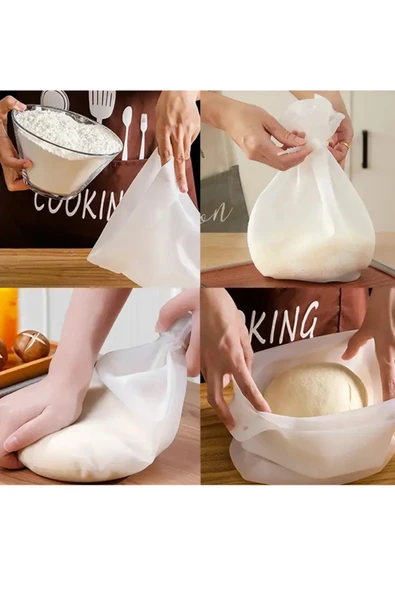 NACTUMU Çok Fonksiyonlu Yıkanabilir Şeffaf Silikon Hamur Un Karıştırma Yoğurma Torbası, Saklama Torbası - 2