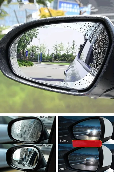 NACTUMU Araba Dikiz Aynası Yağmur Geçirmez Film Yan Cam, Geri Görüş Aynası için Su İtici Film - 9