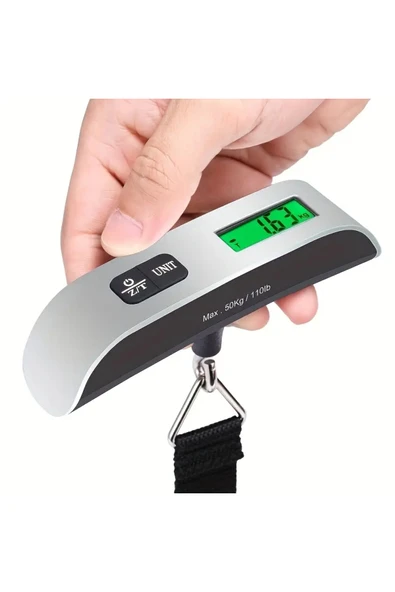 NACTUMU 50kg Dijital El Tipi Bagaj Tartısı, Taşınabilir LCD Ekranlı Elektronik Asma Tartı