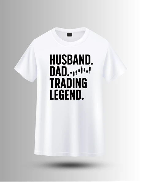 DEVISSO TRADERS Husband Dad Trading Legend - Borsaci Erkek Beyaz T-Shirt - 3