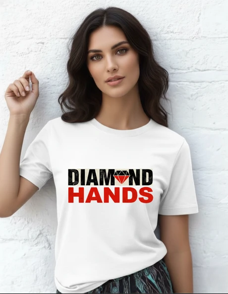 DEVISSO TRADERS Diamond Hands - Traders, Borsaci Kadın Beyaz T-Shirt