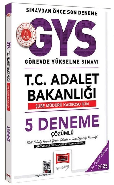Yargı 2025 GYS Adalet Bakanlığı Şube Müdürü 5 Deneme Çözümlü Görevde Yükselme Yargı Yayınları ürün görseli 1