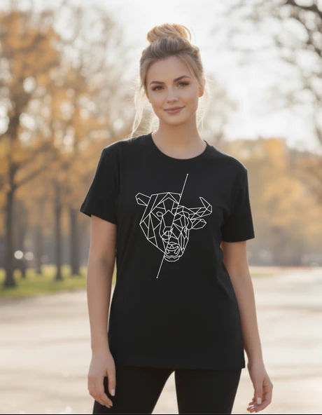 DEVISSO TRADERS Bull & Bear Heads - Traders, Borsaci Kadın Siyah T-Shirt - 2