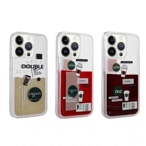 iPhone 14 Pro Kılıf Desenli Sıvılı Drink Silikon Kapak - Resim 2