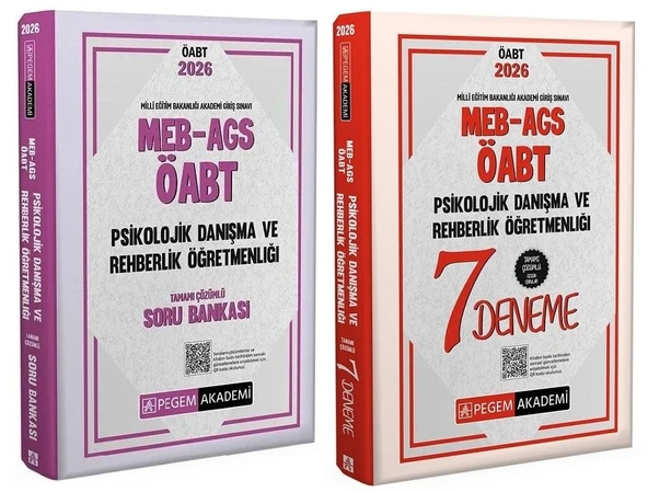 Pegem 2026 ÖABT MEB-AGS Psikolojik Danışma ve Rehber Öğretmenliği Soru Bankası + 7 Deneme 2 li Set Pegem Akademi Yayınları ürün görseli