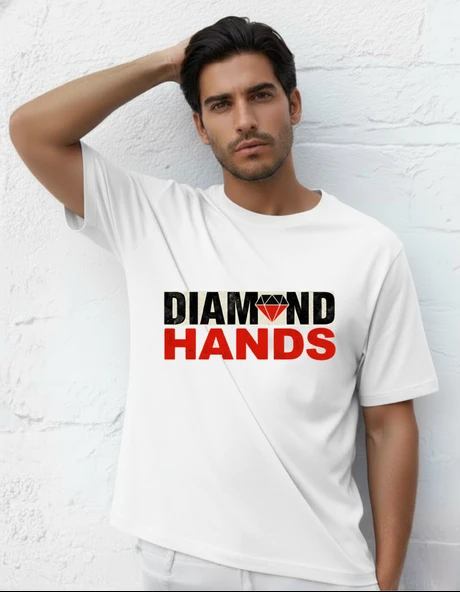 DEVISSO TRADERS Diamond Hands - Traders, Borsaci Erkek Beyaz T-Shirt