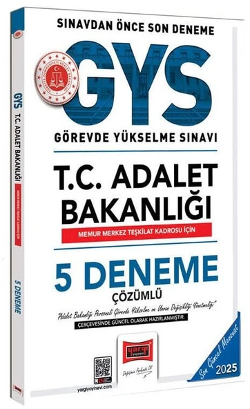 Yargı 2025 GYS Adalet Bakanlığı Memur Merkez Teşkilat 5 Deneme Çözümlü Görevde Yükselme Yargı Yayınları ürün görseli 1