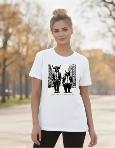 DEVISSO TRADERS Bull & Bear Wallstreet - Traders, Borsaci Kadın Beyaz T-Shirt - 2