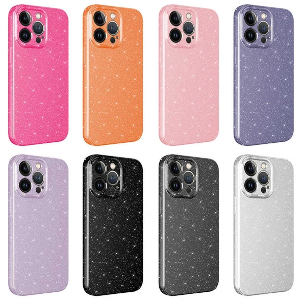 iPhone 13 Pro Kılıf Kamera Korumalı Simli Lüks Koton Kapak - Resim 2