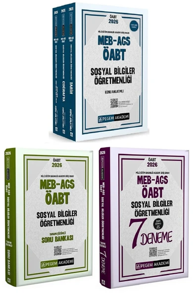 Pegem 2026 ÖABT MEB-AGS Sosyal Bilgiler Öğretmenliği Konu Anlatımlı + Soru Bankası + 7 Deneme 3 lü Set Pegem Akademi Yayınları ürün görseli