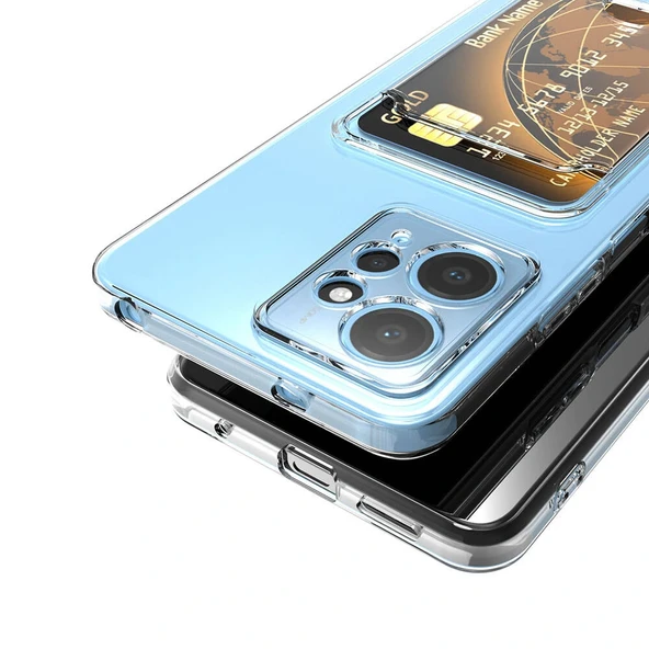 Xiaomi Redmi Note 12 5G Kılıf Kartlıklı Şeffaf Setra Clear Silikon Kapak - Resim 5