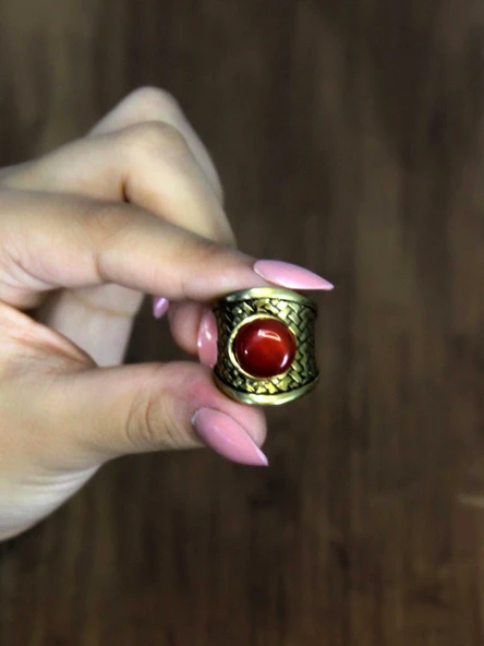 Doğal Taşlı Akik Doğal Taşlı Hasır Model Ayarlanabilir Kadın Doğal Taşlı Yüzük euy28ak - Resim 3