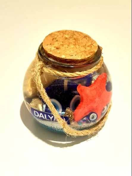 Monalisa Home Deniz Kabuklu Nazar Bocuklu Şeffaf Mumluk ürün görseli 1